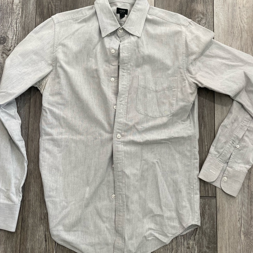 J. Crew Men's Light Gray Heather Button-Down Shirt